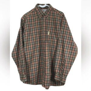 Columbia Long Sleeve Plaid Button Up Brown Burnt Orange Shirt Sz Medium M